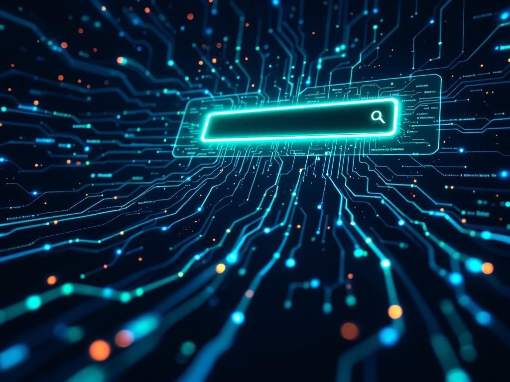 A dark editorial illustration of an AI search interface with glowing citation links reconnecting to independent websites across the open web